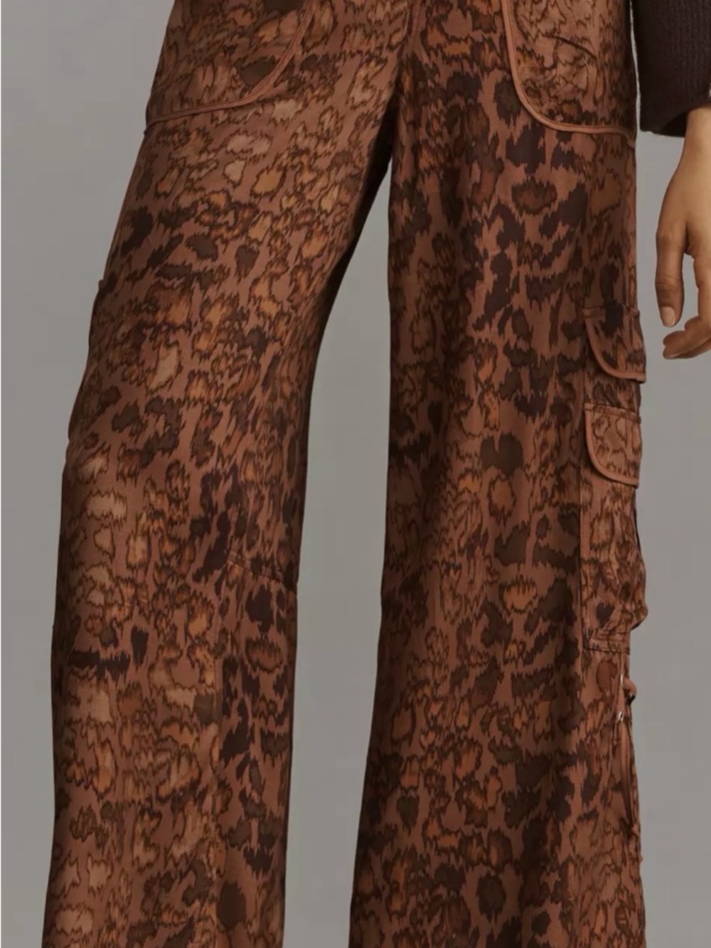 Anthropologie Brown Patterned Wide-Leg Pants